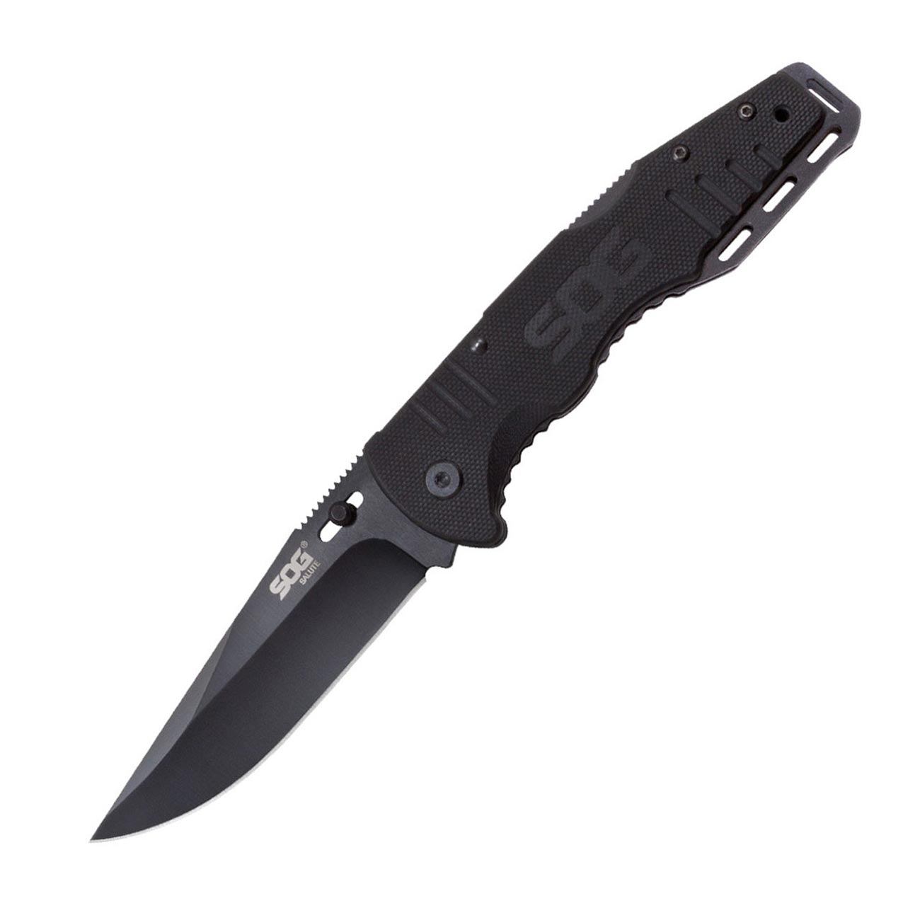 SOG Salute Clip Point Folding Knife with G10 Grips - Clinch River Fishing USA