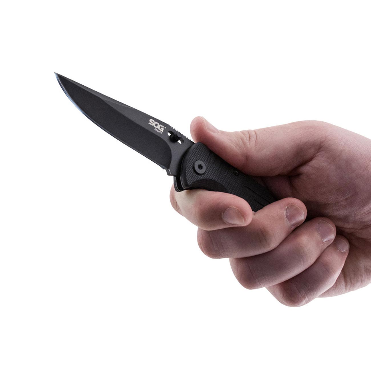 SOG Salute Mini- Black Oxide G10 Folding Knife - Clinch River Fishing USA