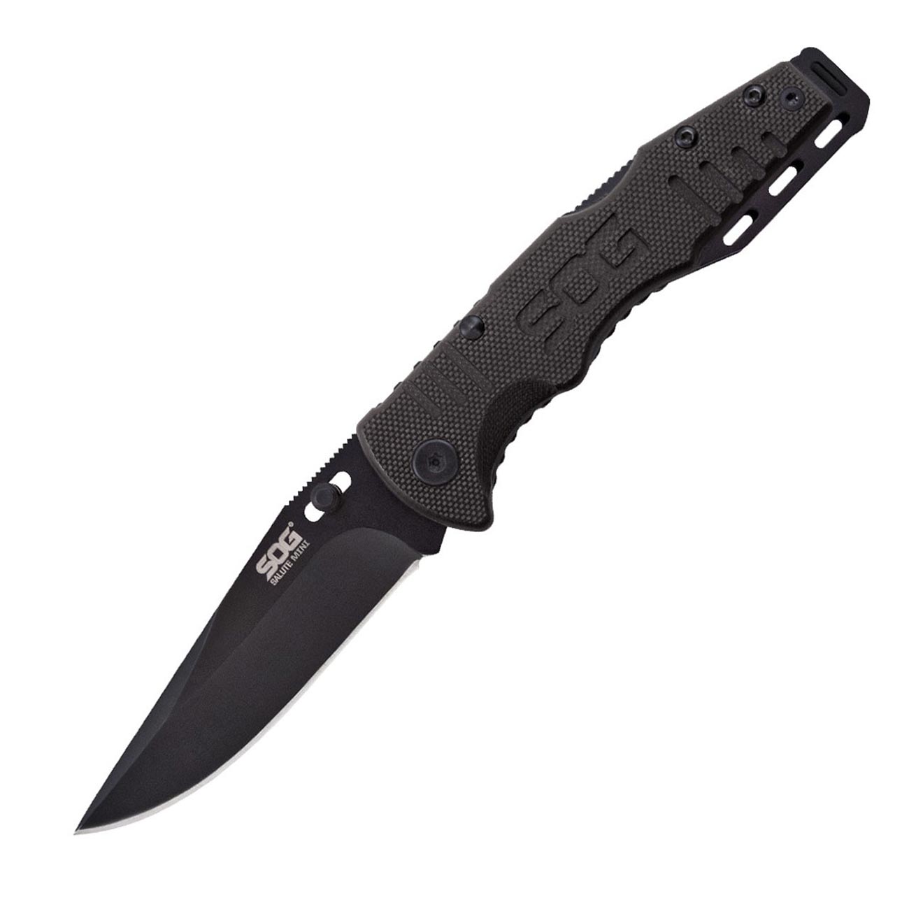 SOG Salute Mini- Black Oxide G10 Folding Knife - Clinch River Fishing USA