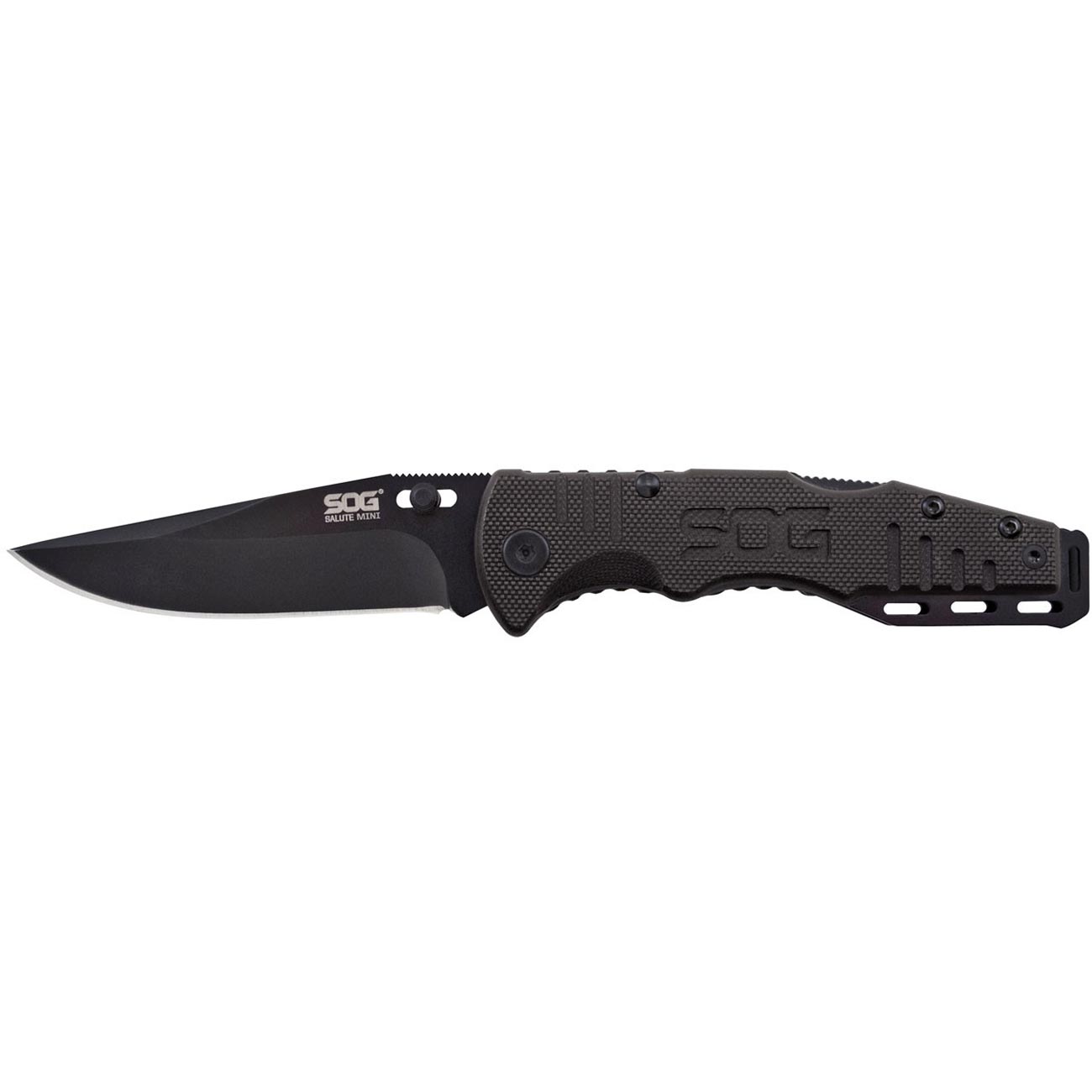 SOG Salute Mini - Black Oxide G10 Folding Knife - Clinch River Fishing USA