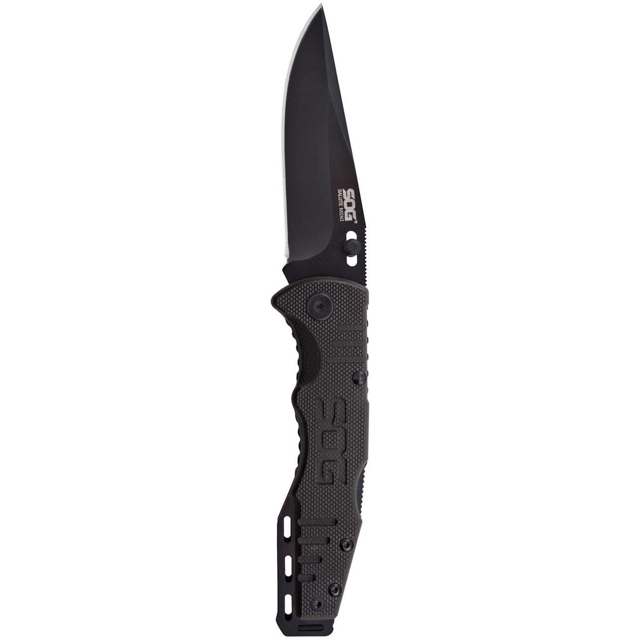 SOG Salute Mini- Black Oxide G10 Folding Knife - Clinch River Fishing USA