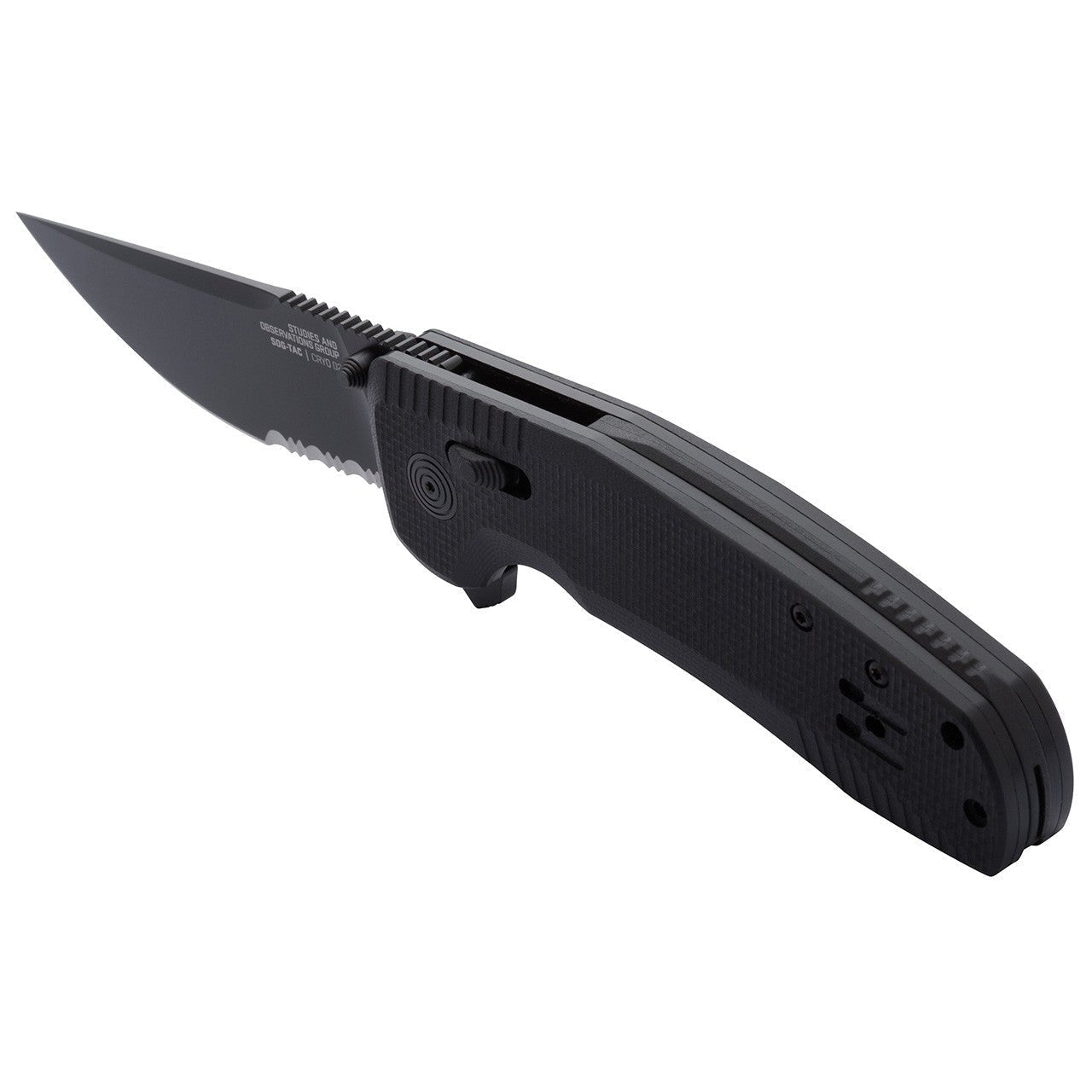 SOG SOG-TAC XR Serrated 3.39" Folding Pocket Knife (Blackout) - Clinch River Fishing USA