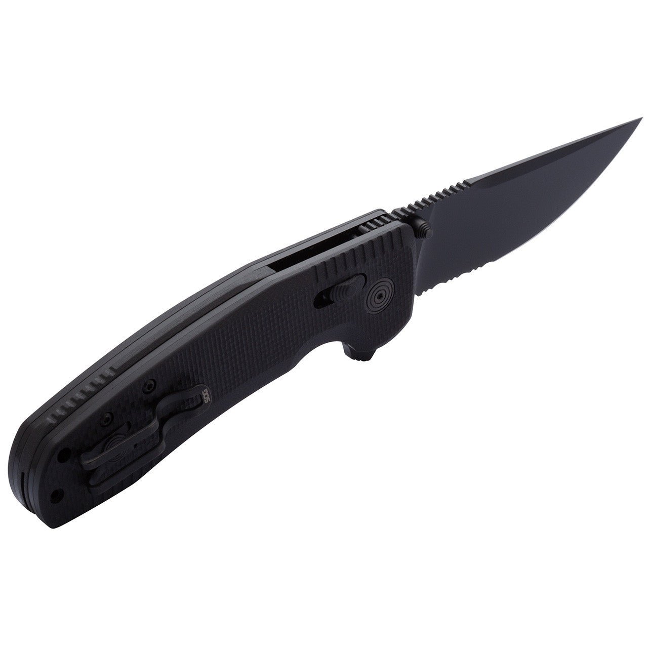 SOG SOG-TAC XR Serrated 3.39" Folding Pocket Knife (Blackout) - Clinch River Fishing USA
