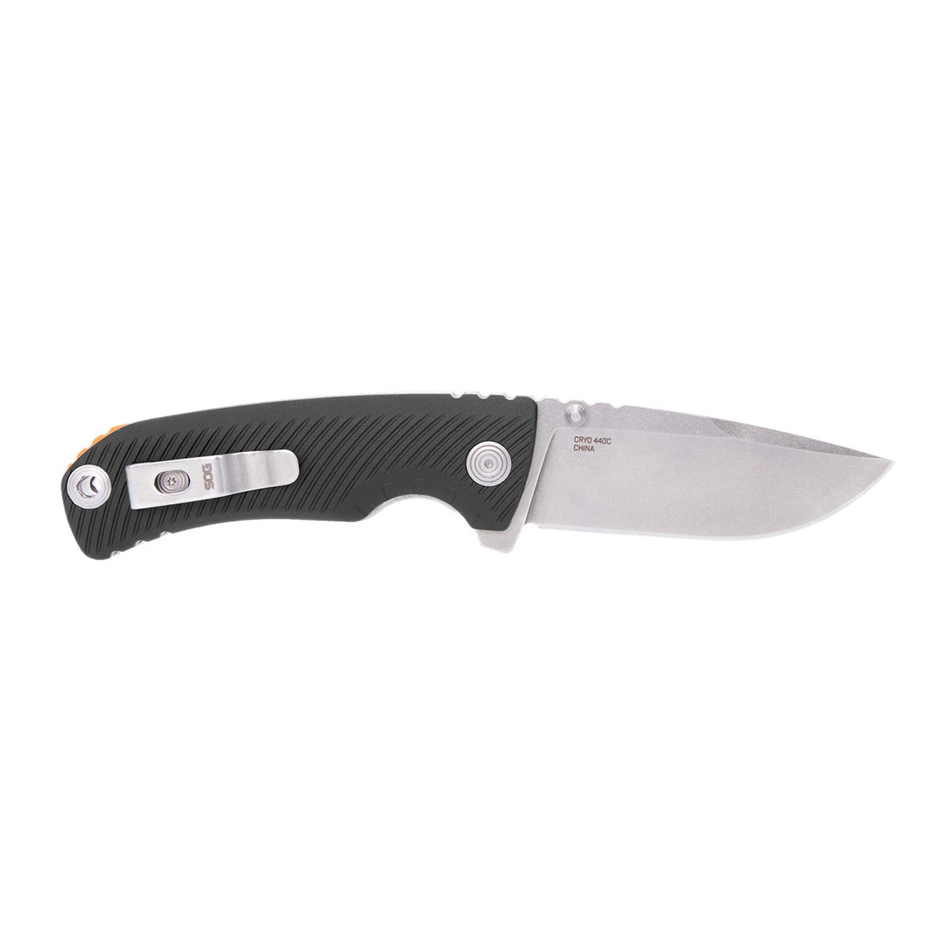 SOG Tellus ATK 3.5" Folding Pocket Knife (Black + Blaze Orange) - Clinch River Fishing USA