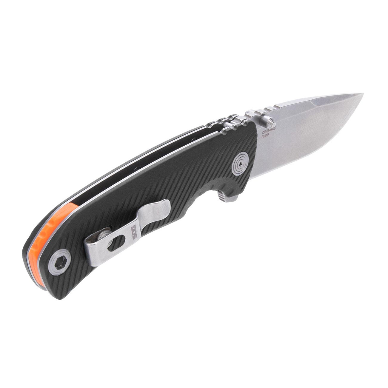 SOG Tellus ATK 3.5" Folding Pocket Knife (Black + Blaze Orange) - Clinch River Fishing USA
