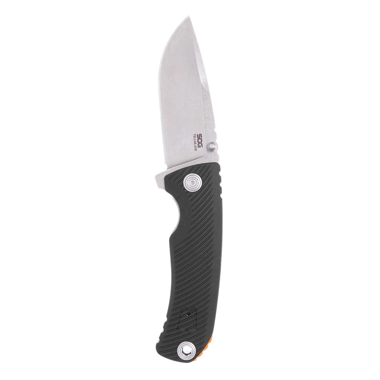 SOG Tellus ATK 3.5" Folding Pocket Knife (Black + Blaze Orange) - Clinch River Fishing USA