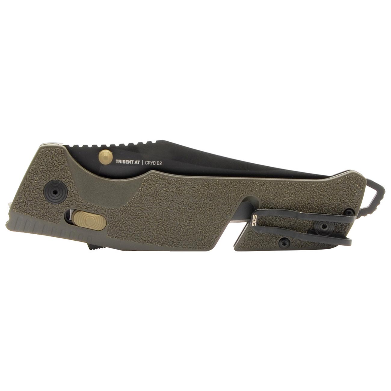 SOG Trident AT Partially Serrated 3.7" Folding Pocket Knife (OD Green) - Clinch River Fishing USA