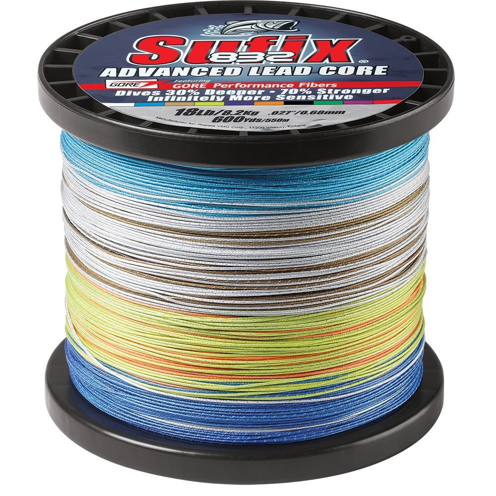 Sufix 832 Advanced Lead Core - 18lb - 10-Color Metered - 600 yds - Clinch River Fishing USA