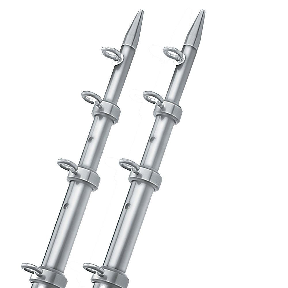 TACO 15' Silver/Silver Outrigger Poles - 1-1/8" Diameter - Clinch River Fishing USA
