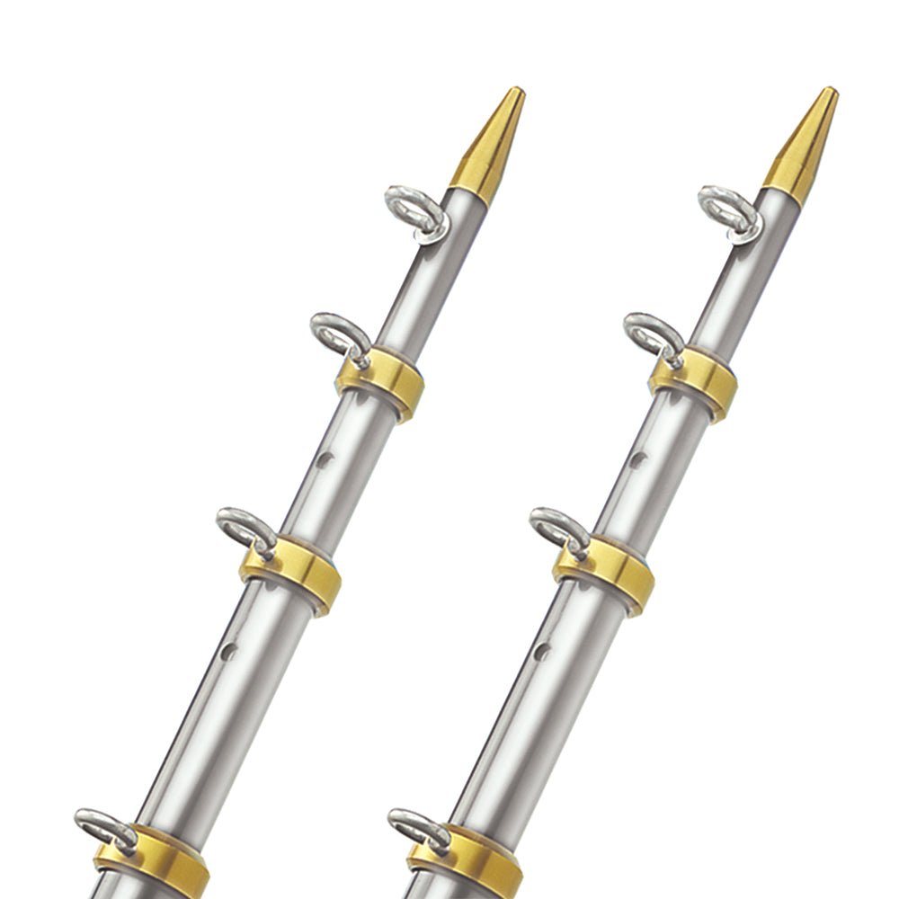 TACO 15' Telescopic Outrigger Poles 1 - 1/8" - Silver/Gold - Clinch River Fishing USA
