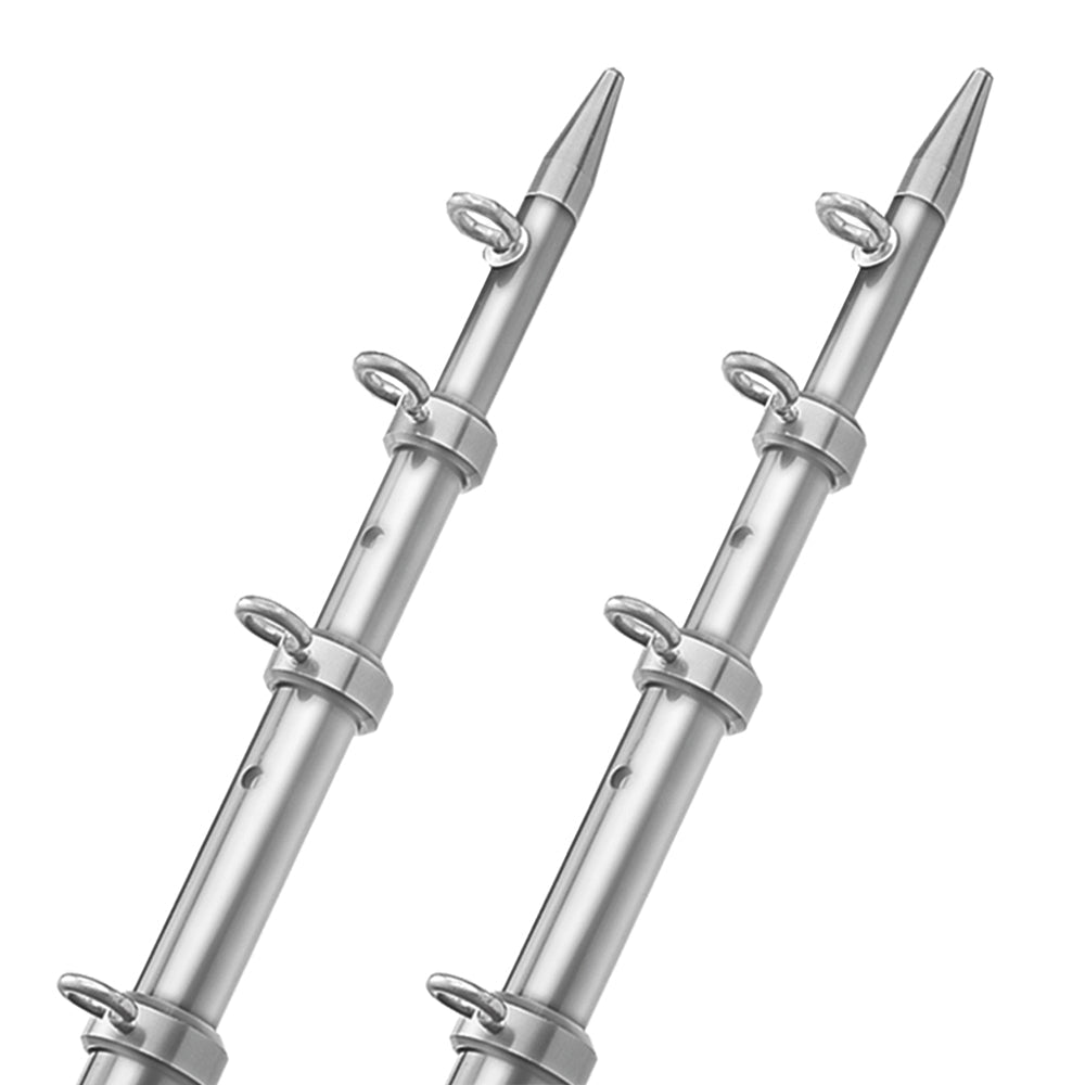 TACO 15' Telescopic Outrigger Poles HD 1-½" - Silver/Silver - Clinch River Fishing USA