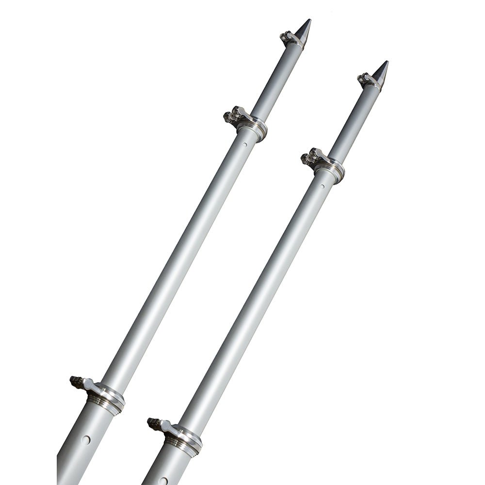 TACO 18' Deluxe Outrigger Poles w/Rollers - Silver/Silver - Clinch River Fishing USA