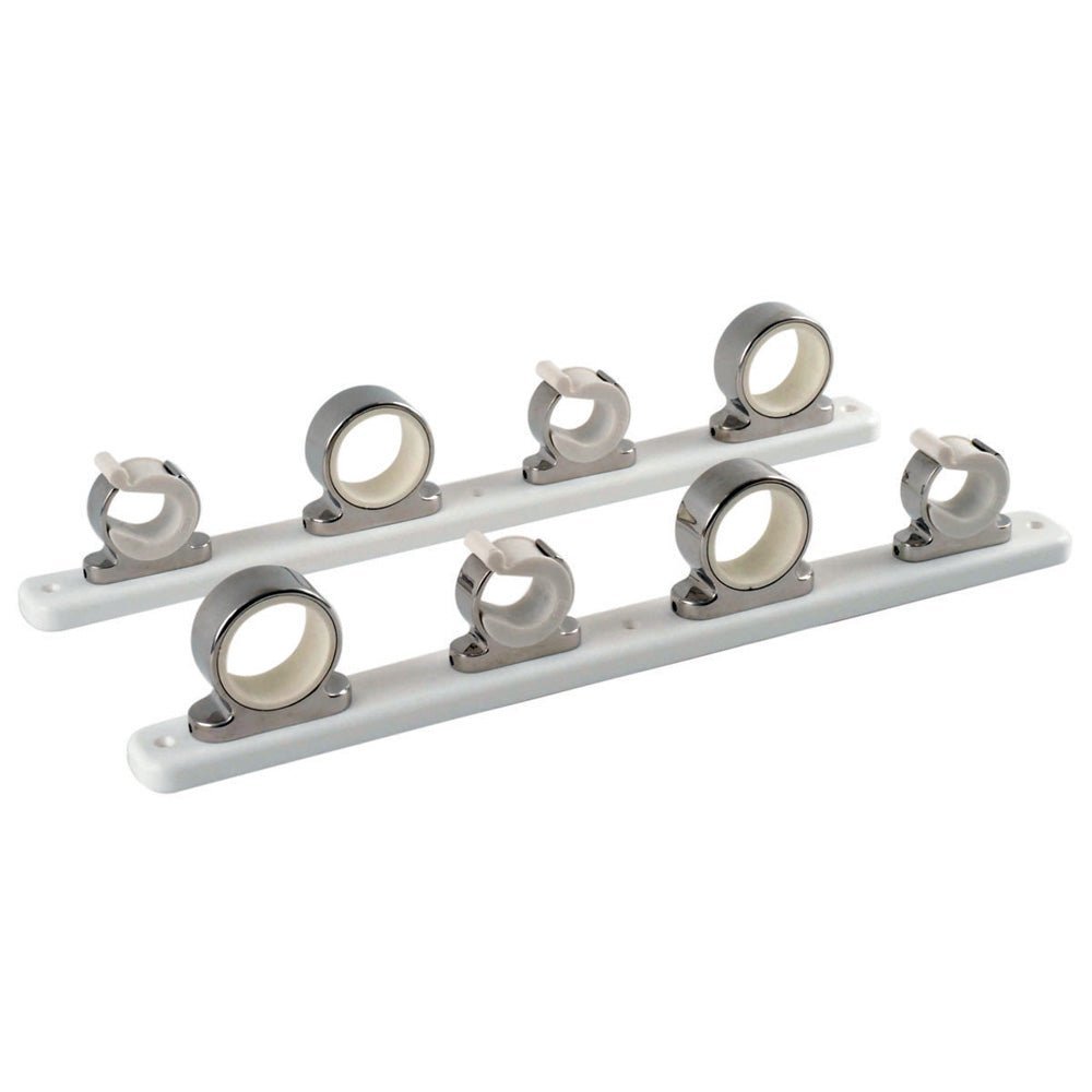 TACO 4-Rod Hanger w/Poly Rack - Polished Stainless Steel - Clinch River Fishing USA