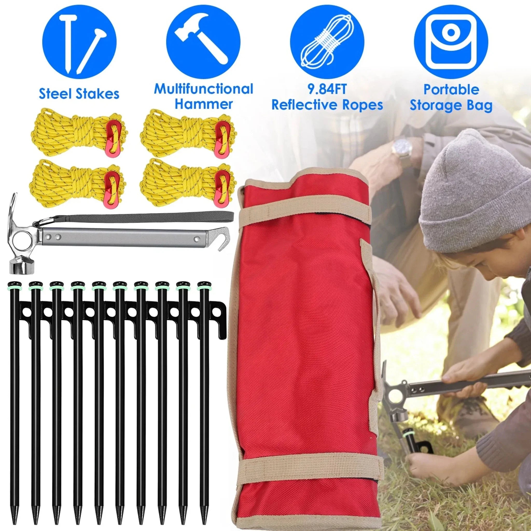 Tent Stakes Camping Hammer Tent - Clinch River Fishing USA