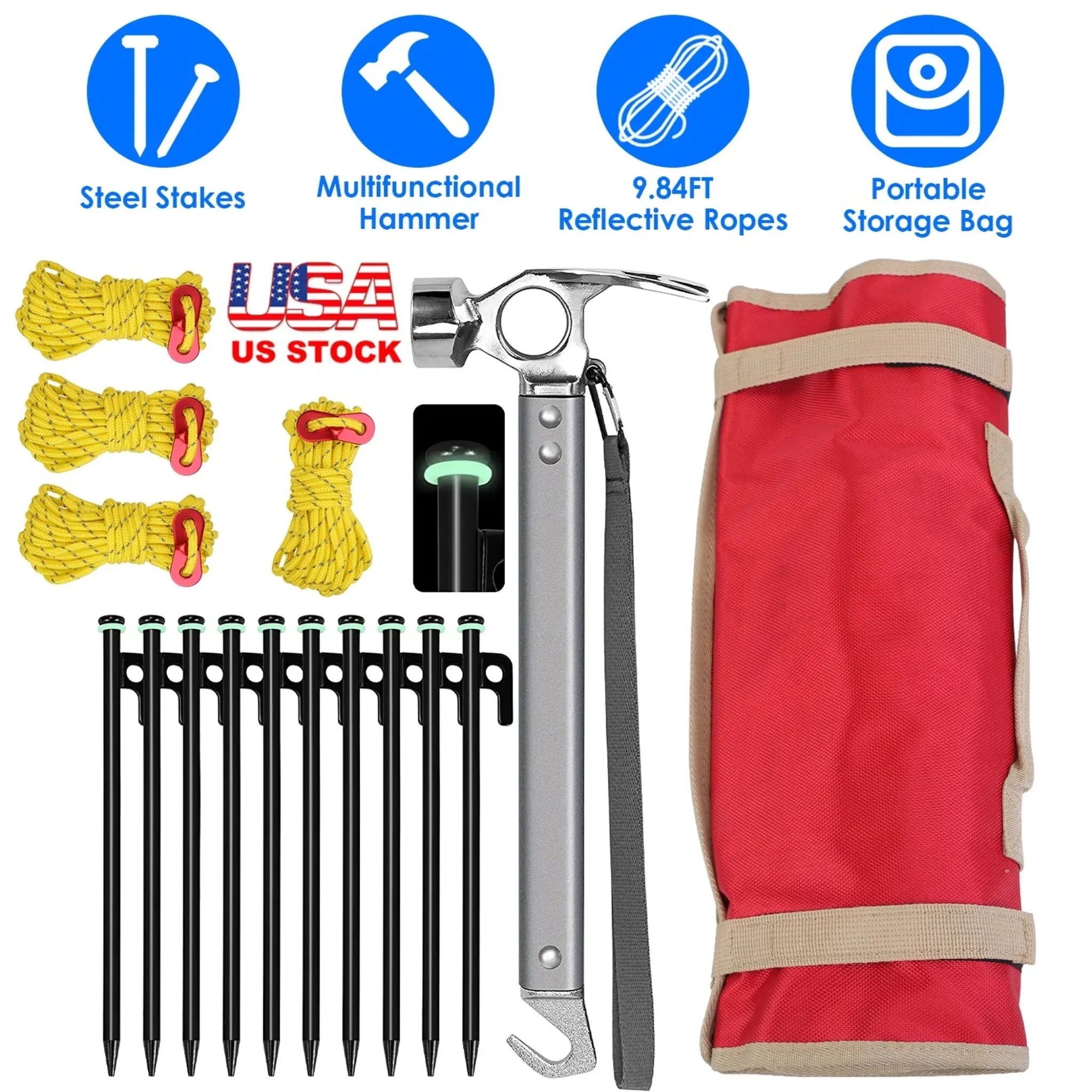 Tent Stakes Camping Hammer Tent - Clinch River Fishing USA