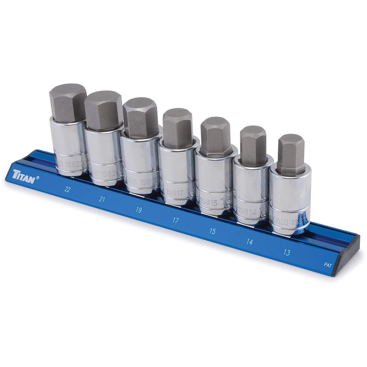 Titan 1/2" Drive - Metric Large Hex Bit Socket Set (7 Piece Set) - Clinch River Fishing USA