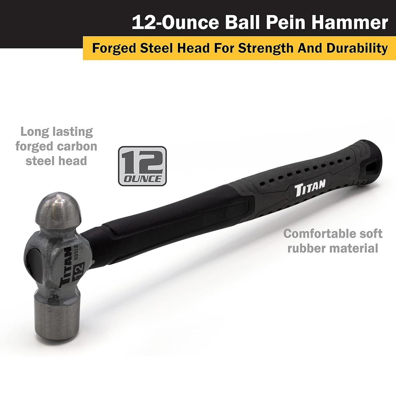 Titan 12 oz. Ball Pein Hammer with Forged Steel Head - Clinch River Fishing USA