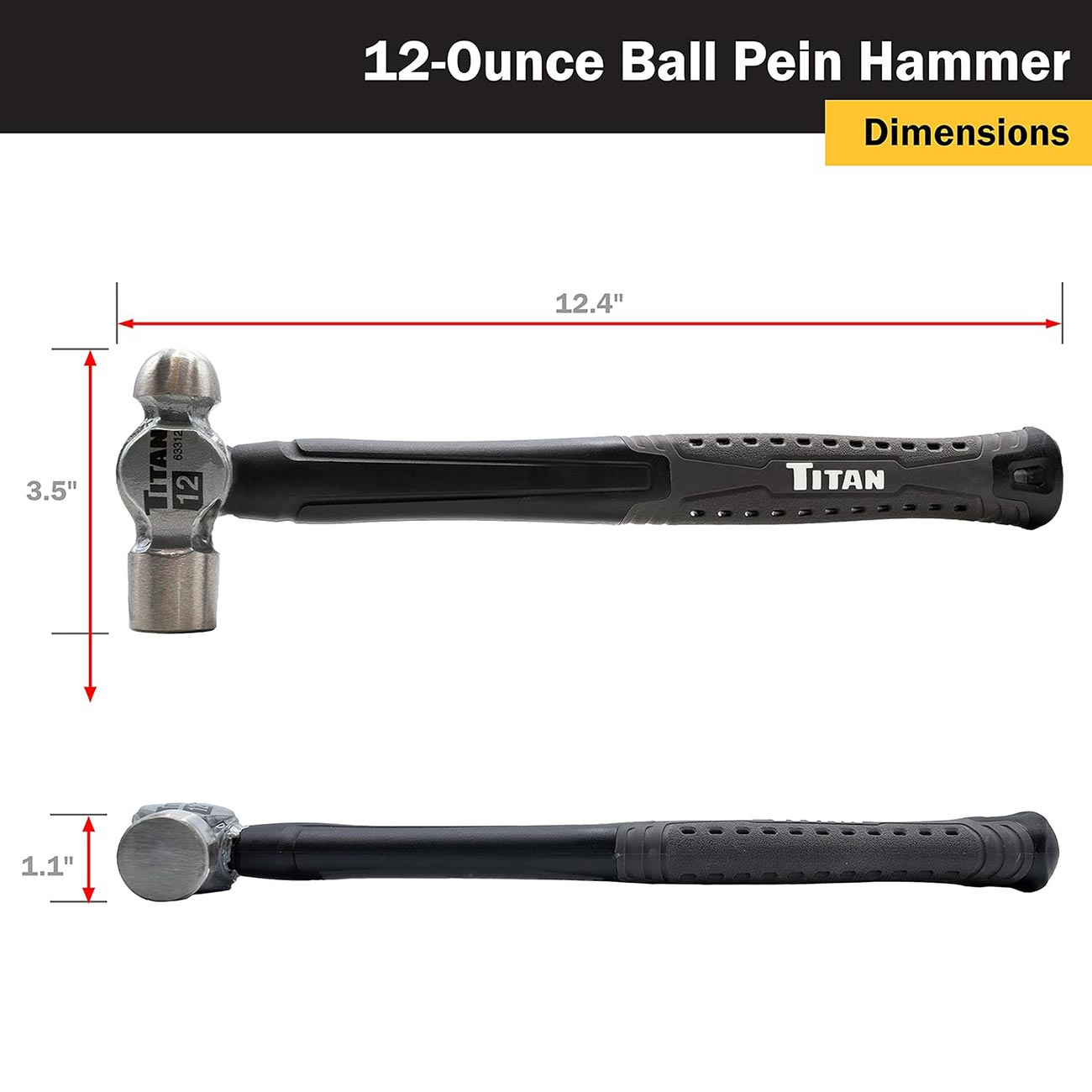 Titan 12 oz. Ball Pein Hammer with Forged Steel Head - Clinch River Fishing USA