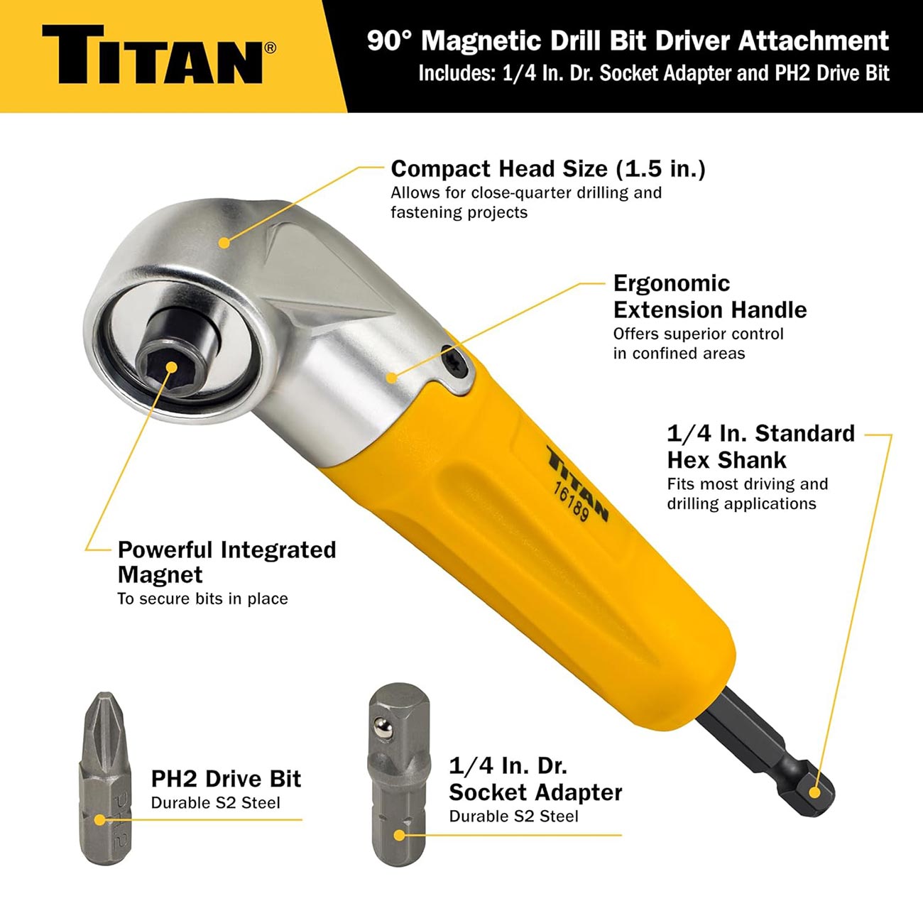 Titan Tools 90 Degree Magnetic Right Angle Drill Attachment - Clinch River Fishing USA