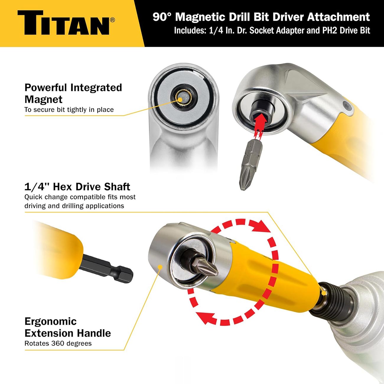Titan Tools 90 Degree Magnetic Right Angle Drill Attachment - Clinch River Fishing USA