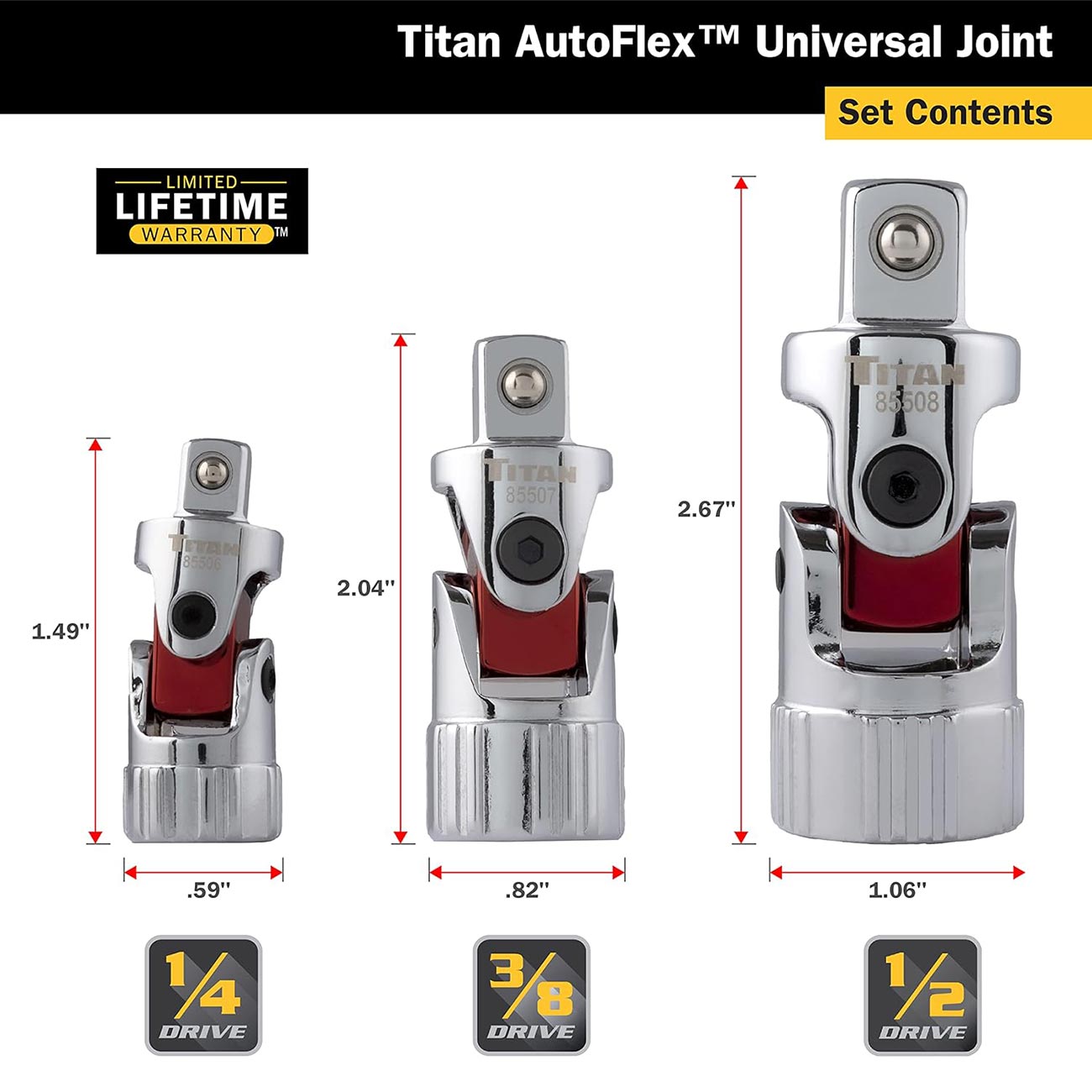 Titan Tools Auto Flex Universal Joint Socket Set (3-Piece) - Clinch River Fishing USA