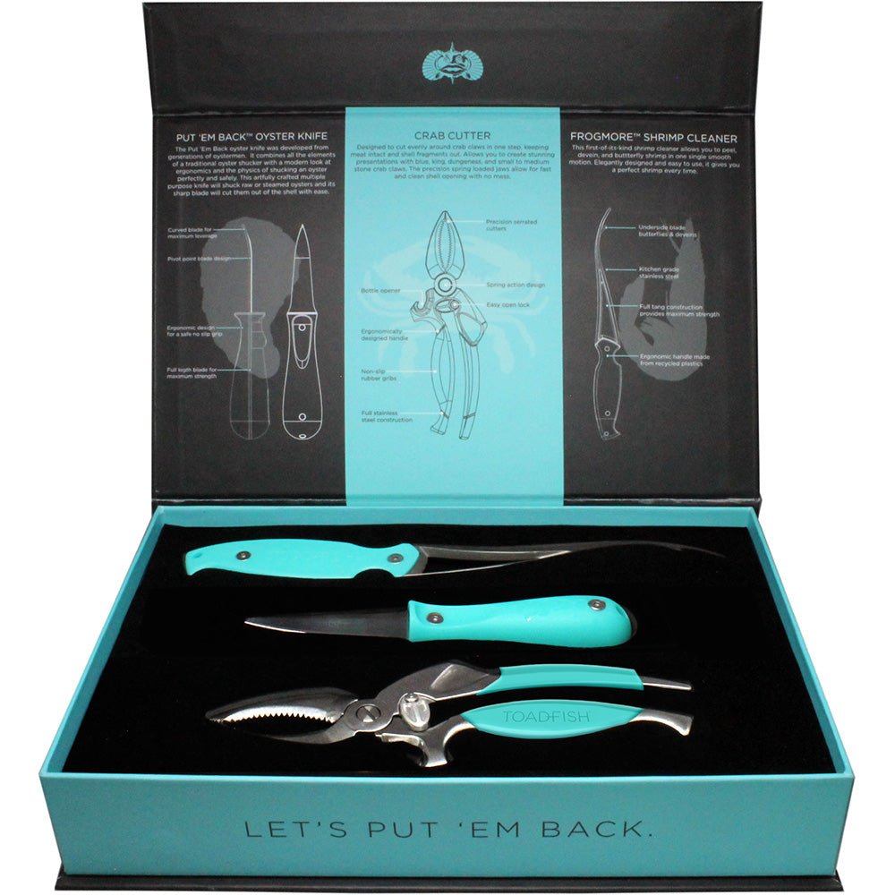 Toadfish Coastal Kitchen Collection - Oyster Knife, Shrimp Cleaner &amp; Crab Cutter - Clinch River Fishing USA