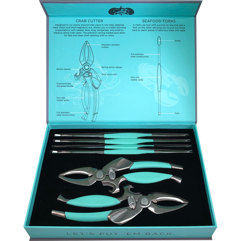 Toadfish Crab/Lobster Tool Set - 2 Shell Cutters &amp; 4 Seafood Forks - Clinch River Fishing USA