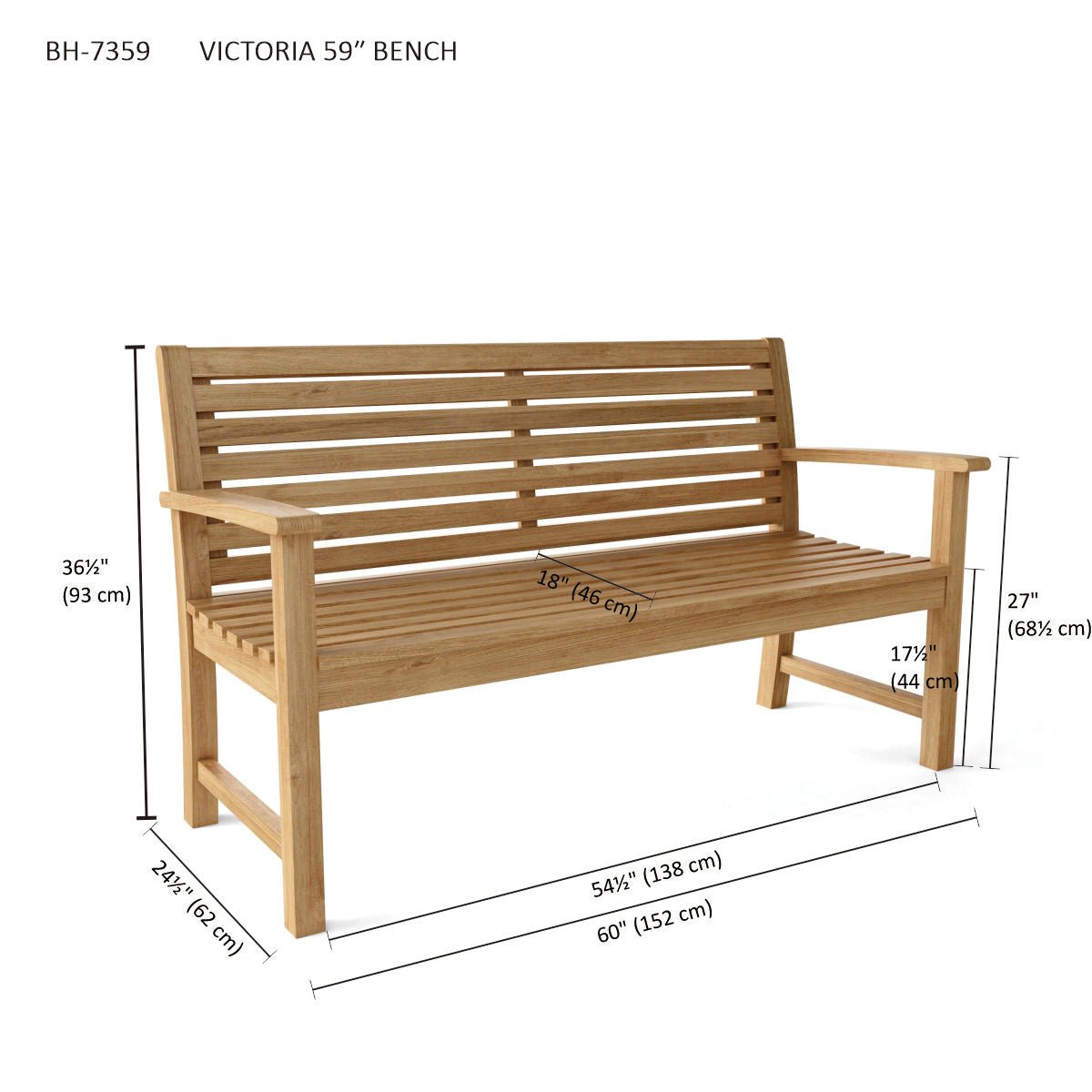 VICTORIA 59″ BENCH - Clinch River Fishing USA