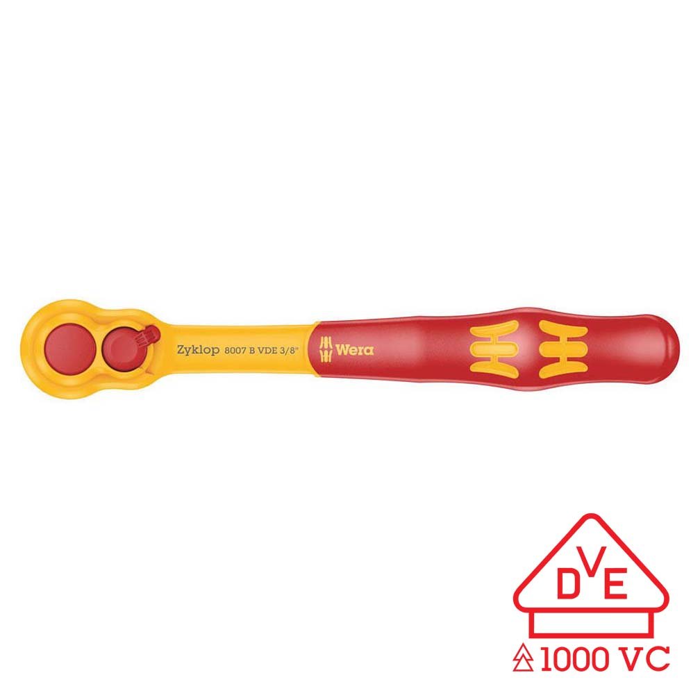 Wera 3/8GÇ¥ Drive Slim VDE Insulated Ratchet with Switch Lever - Clinch River Fishing USA