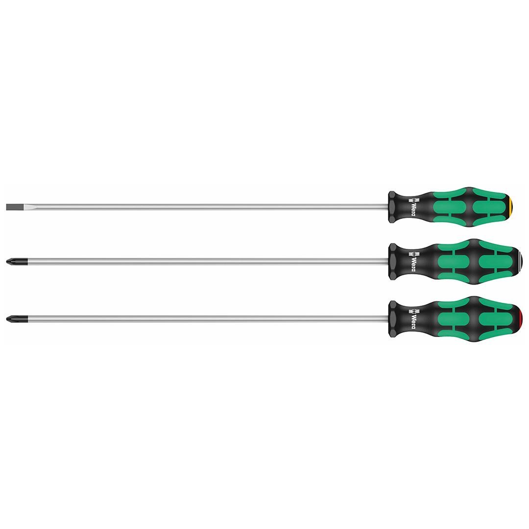 Wera Kraftform Plus Long Shaft Screwdrivers - 300 mm Long Shafts (3 Piece Set) - Clinch River Fishing USA