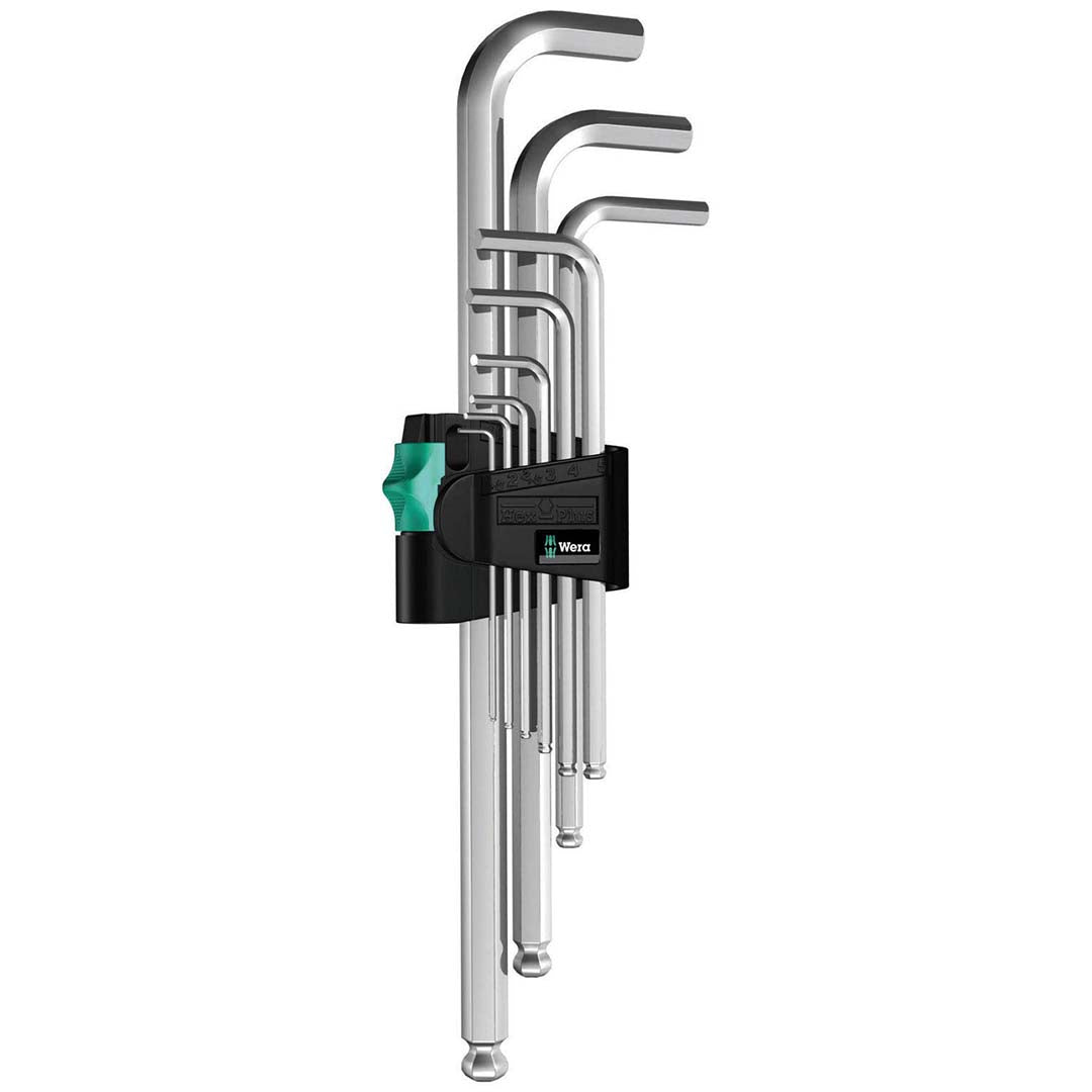 Wera Metric Hex - Plus Chrome - Plated Stainless Steel Long Shaft L - Key Wrench (9 - Piece) - Clinch River Fishing USA