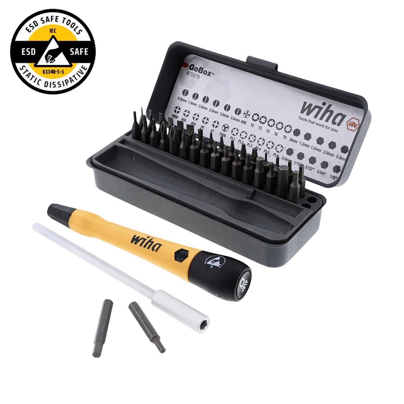Wiha GoBox Electronics ESD Precision Micro Bit Set (36 Piece Set) - Clinch River Fishing USA