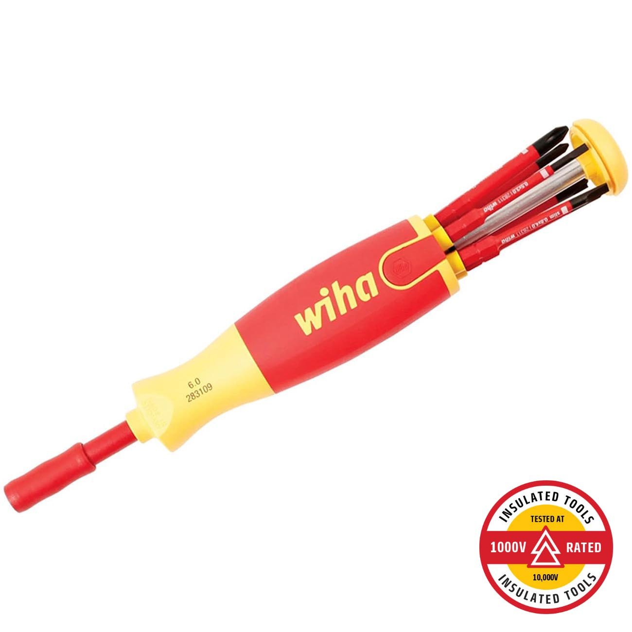 Wiha SlimLine Insulated 6-IN-1 Multi-Driver (7 Piece) - Slotted/Phillips/Square - Clinch River Fishing USA