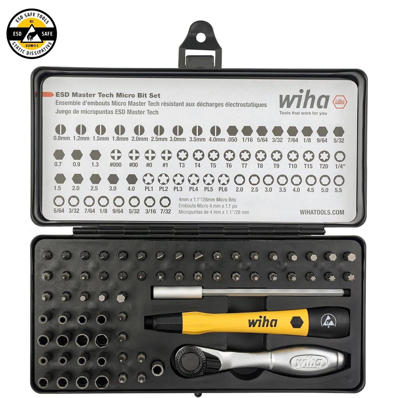 Wiha System-4 ESD Safe Master Technician Ratchet and MicroBits Set - 65 Piece Set - Clinch River Fishing USA