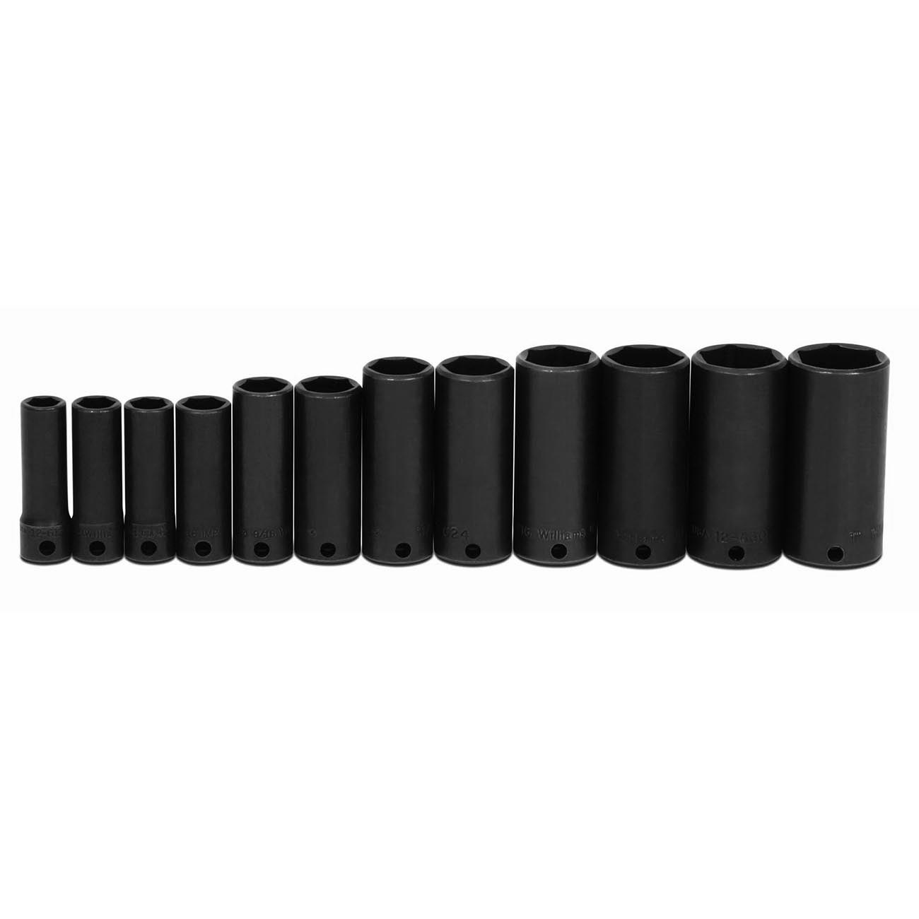 Williams 3/8" Drive SAE Deep Impact Sockets 6 Point (12 Piece) - Clinch River Fishing USA