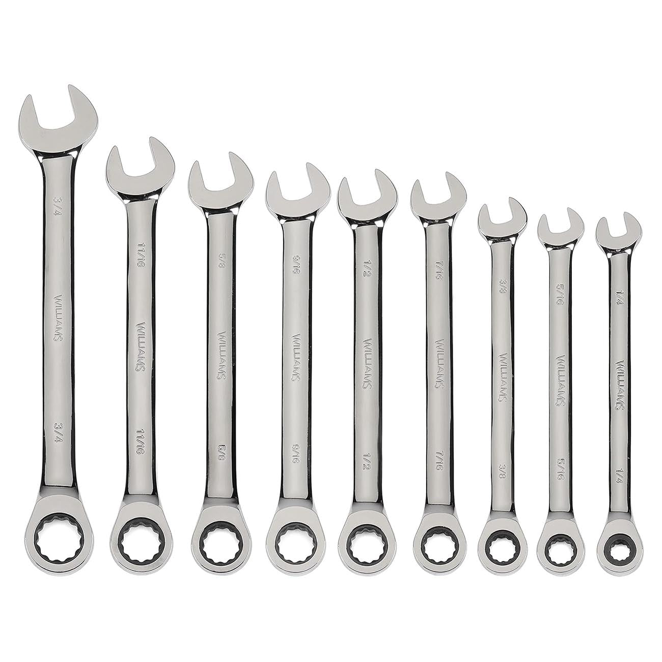Williams SAE Ratcheting Combination Wrench Set (9-Piece) - Clinch River Fishing USA