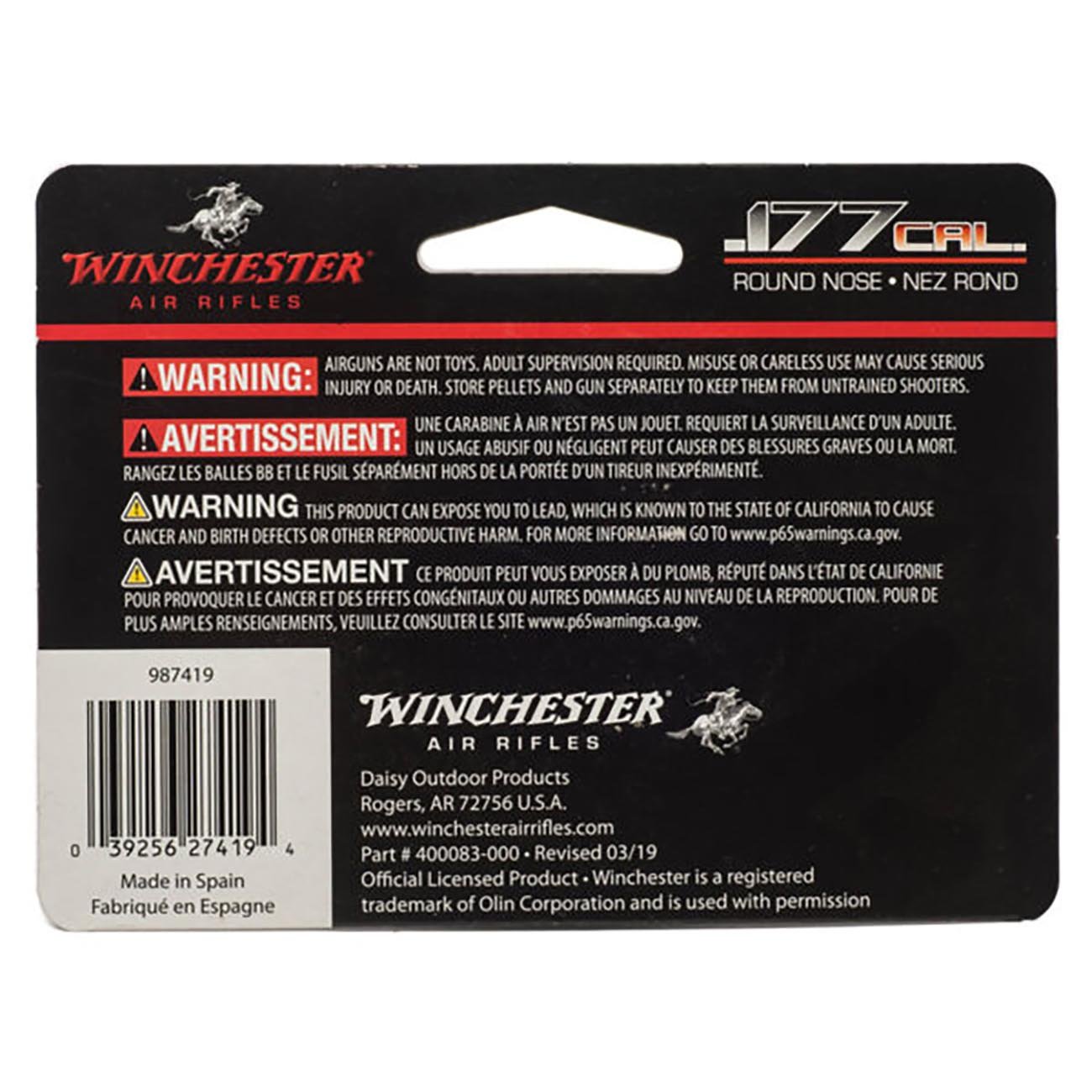 Winchester .177 Cal. Round Nose Lead Pellets (500 Count) - Clinch River Fishing USA