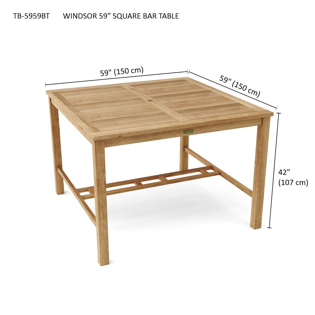 WINDSOR 59″ SQUARE BAR TABLE - Clinch River Fishing USA