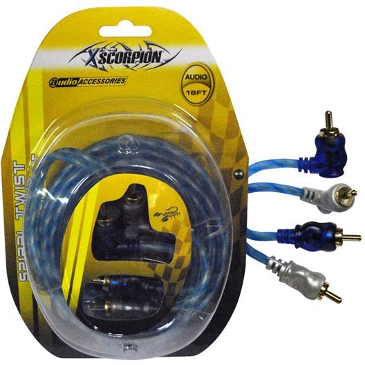 XScorpion 18-Foot Right Angle Triple Shielded RCA Cable - Expert Link Series - Clinch River Fishing USA