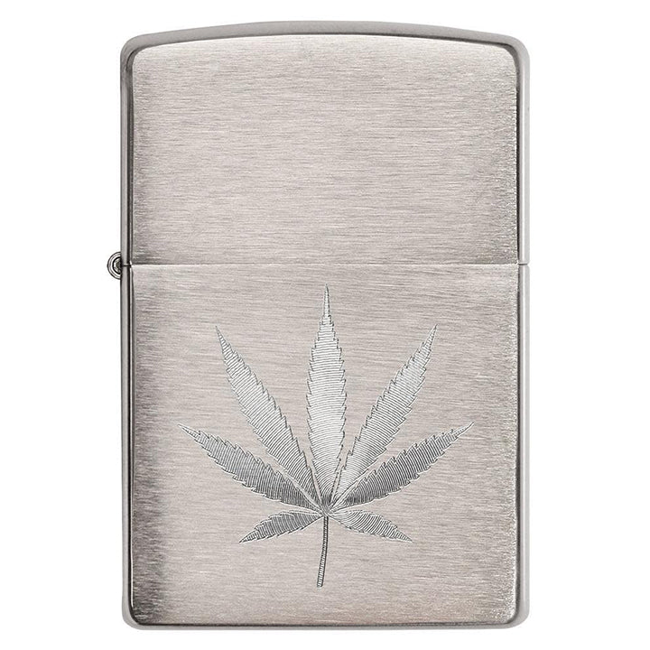 Zippo Brushed Chrome Marijuana Leaf Lighter - Clinch River Fishing USA