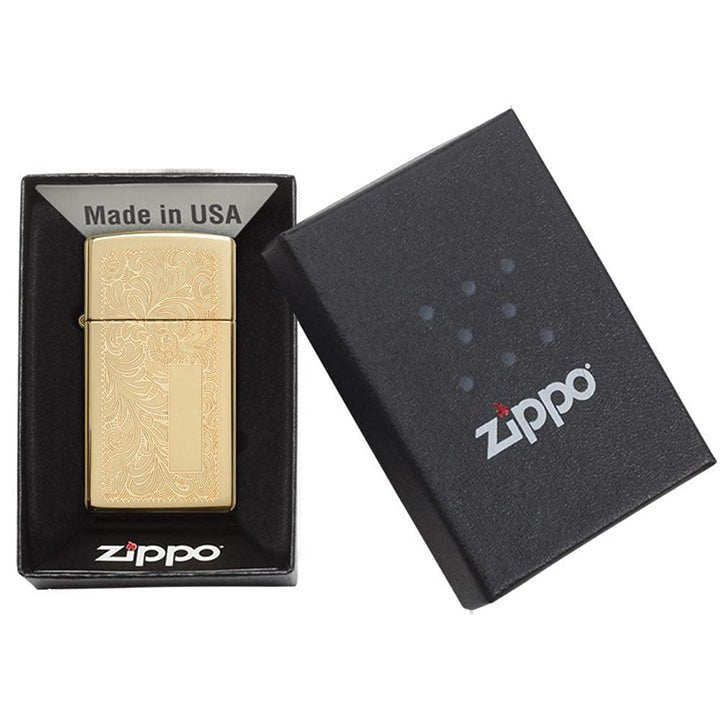 Zippo Slim Brass Venetian - Clinch River Fishing USA