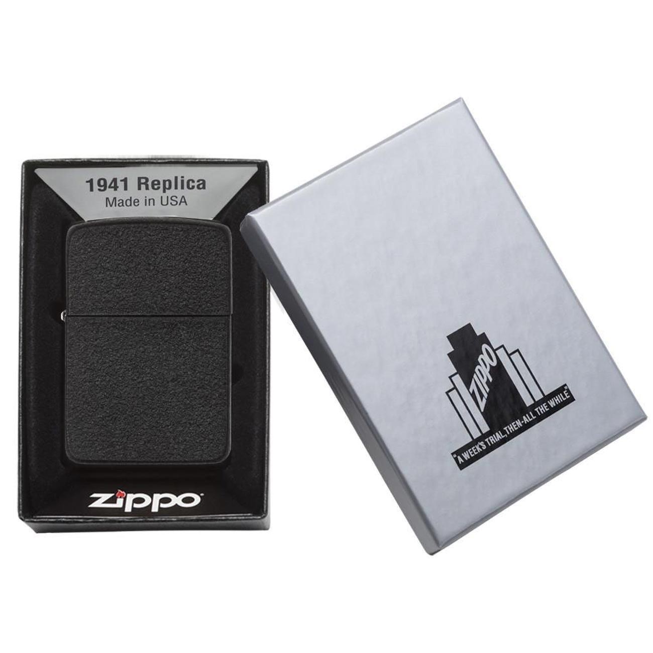Zippo Windproof Lighter 1941 Replica Black Crackle Finish - Clinch River Fishing USA