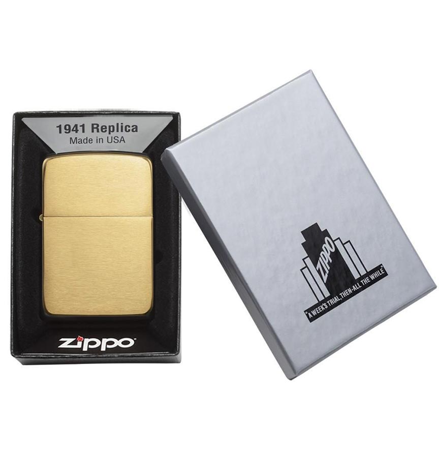 Zippo Windproof Lighter 1941 Replica Brushed Brass - Clinch River Fishing USA