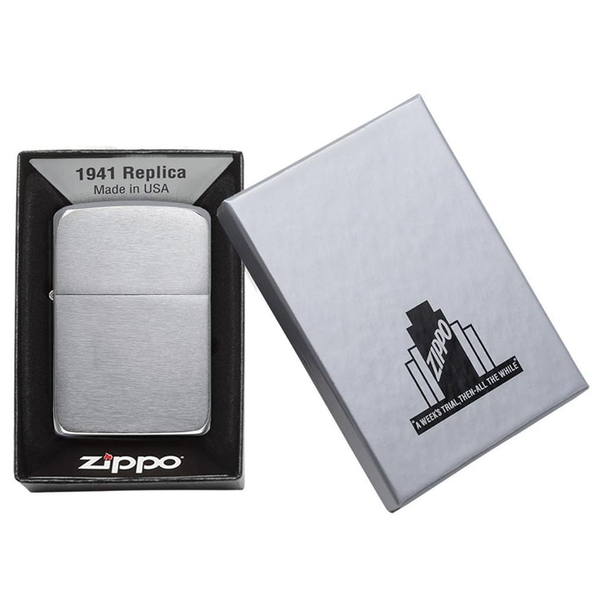Zippo Windproof Lighter 1941 Replica Brushed Chrome - Clinch River Fishing USA