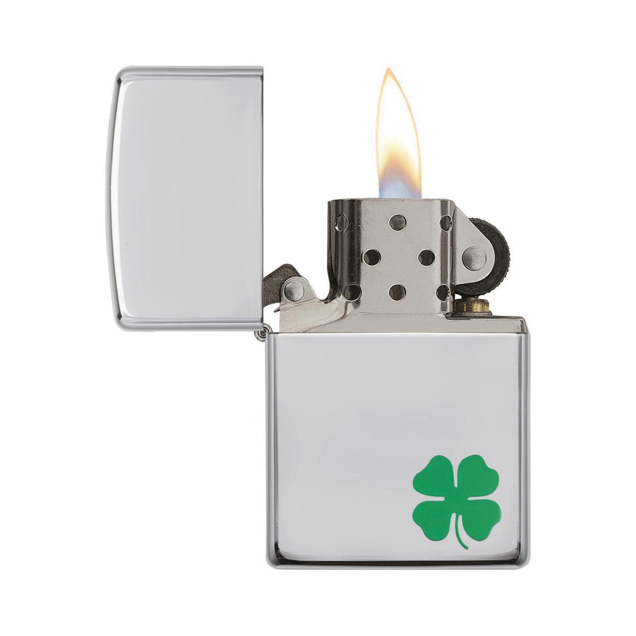 Zippo Windproof Lighter A Bit O' Luck Clover High Polish Chrome - Clinch River Fishing USA