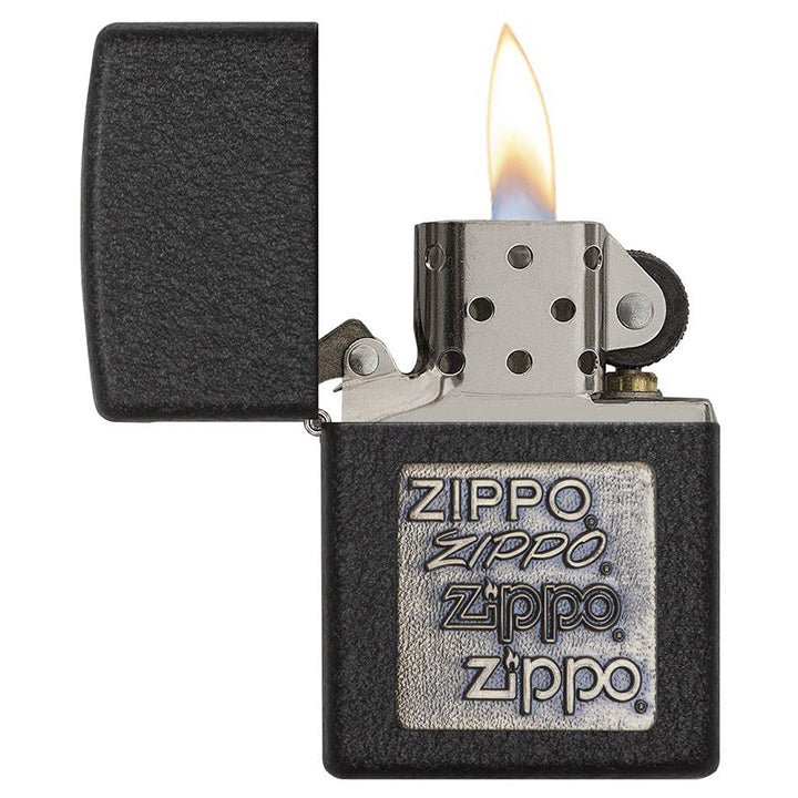 Zippo Windproof Lighter Black Crackle® Gold Zippo Logo - Clinch River Fishing USA