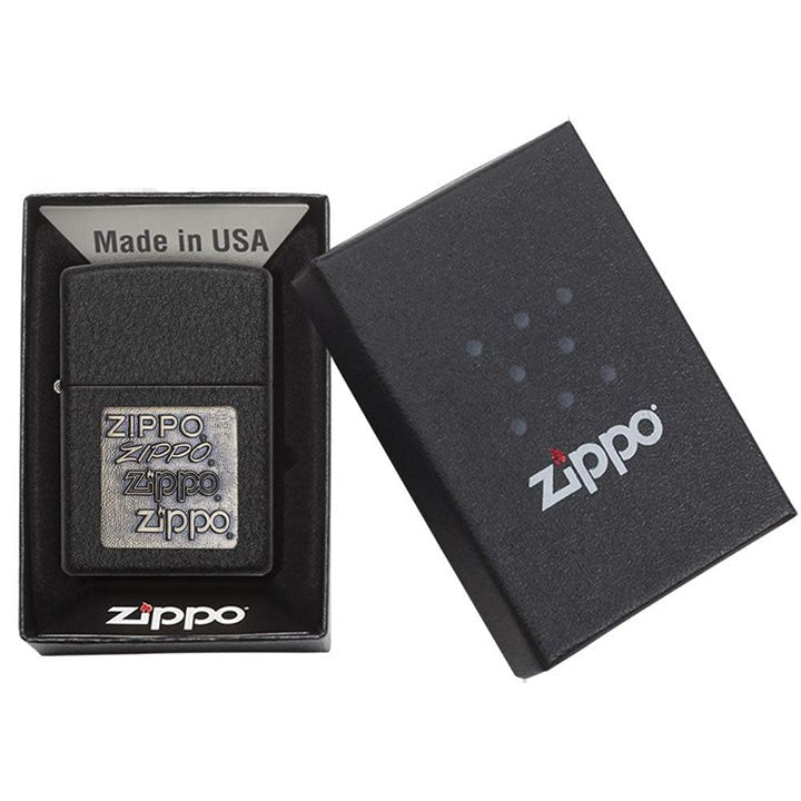 Zippo Windproof Lighter Black Crackle® Gold Zippo Logo - Clinch River Fishing USA