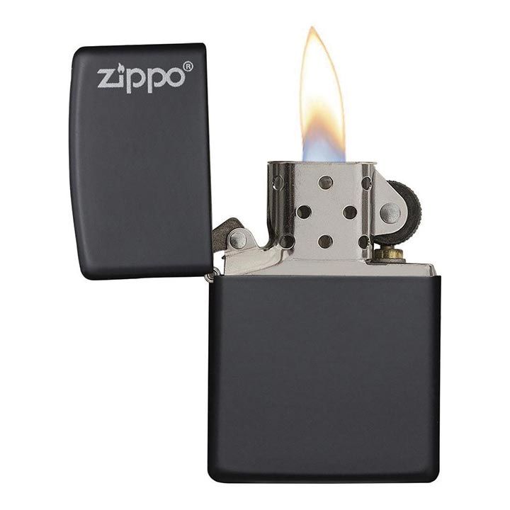 Zippo Windproof Lighter Black Matte w/Zippo Logo - Clinch River Fishing USA