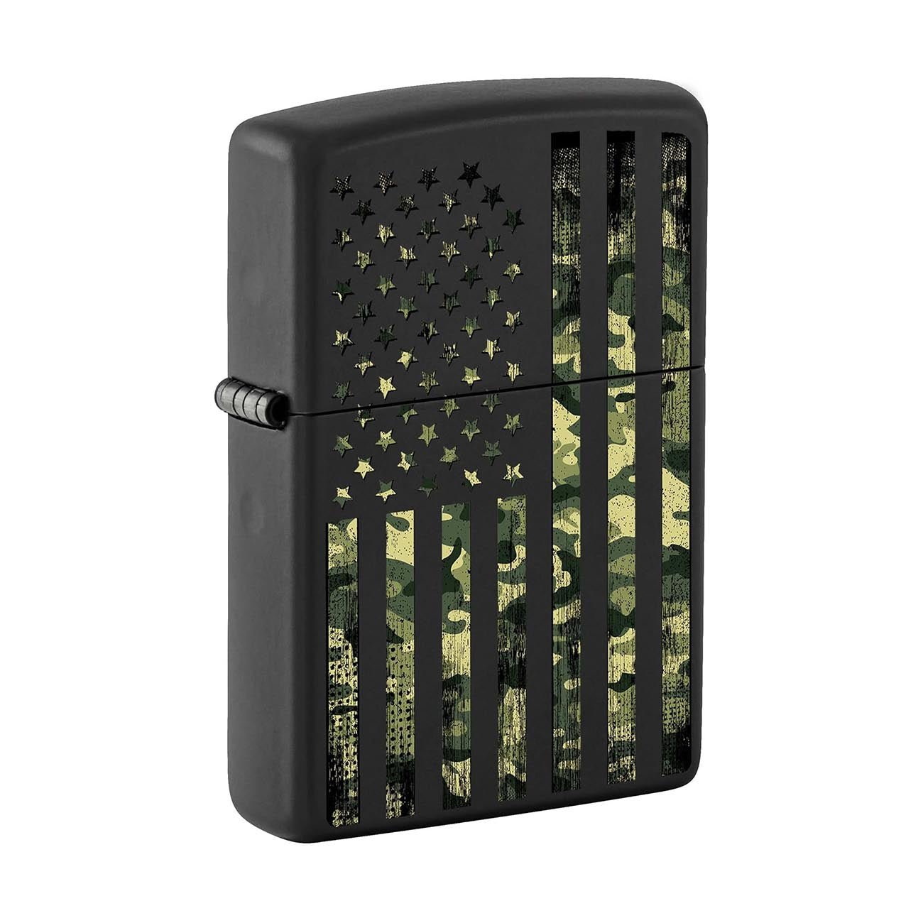 Zippo Windproof Lighter Camouflage United States Flag Black Matte - Clinch River Fishing USA