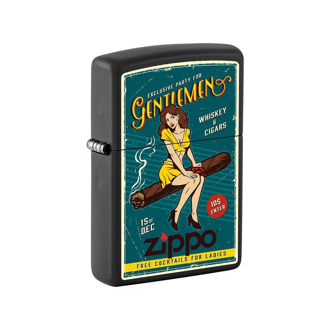 Zippo Windproof Lighter Cigar Pin - up Girl Black Matte - Clinch River Fishing USA